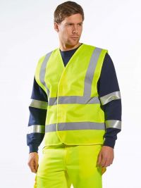 High visibility waistcoat with double reflective tape